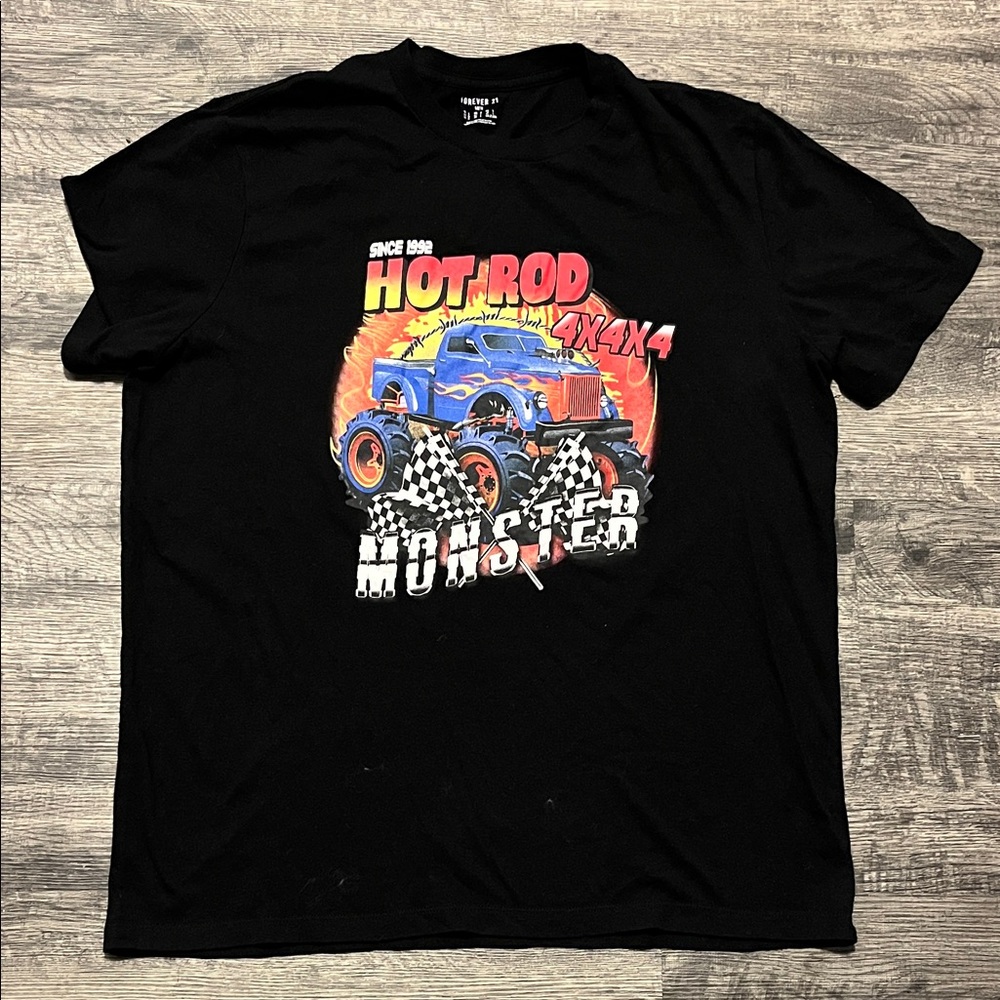 Forever 21 Black Hot Rod Monster Tee